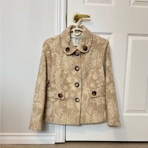 Robert Kitchen Beige Floral Pea Coat